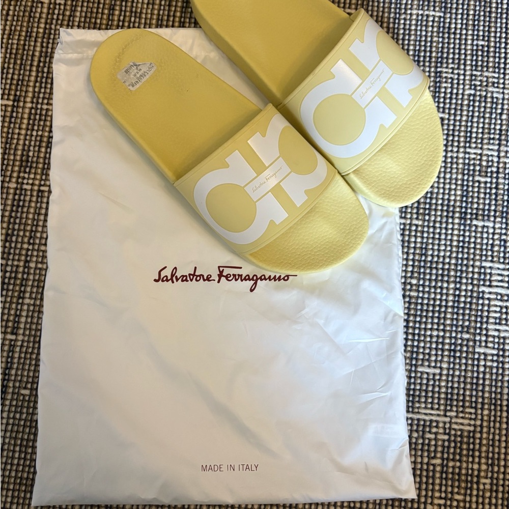 Salvatore Ferragamo yellow pool Slides
